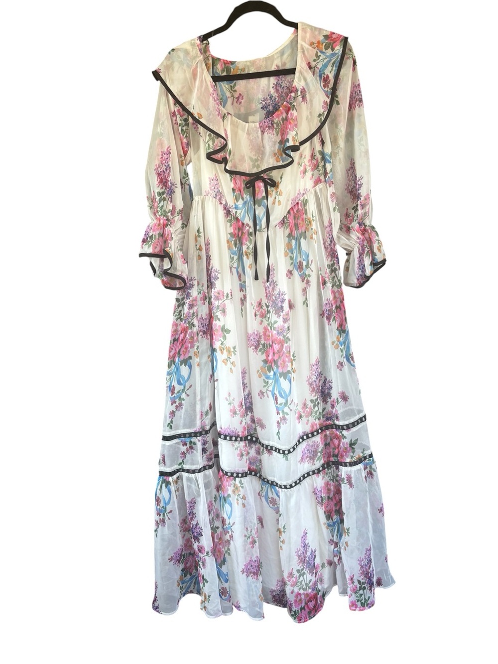 NWT! For Love & Lemons Floral Romantic Chiffon Maxi  Dress Sz S